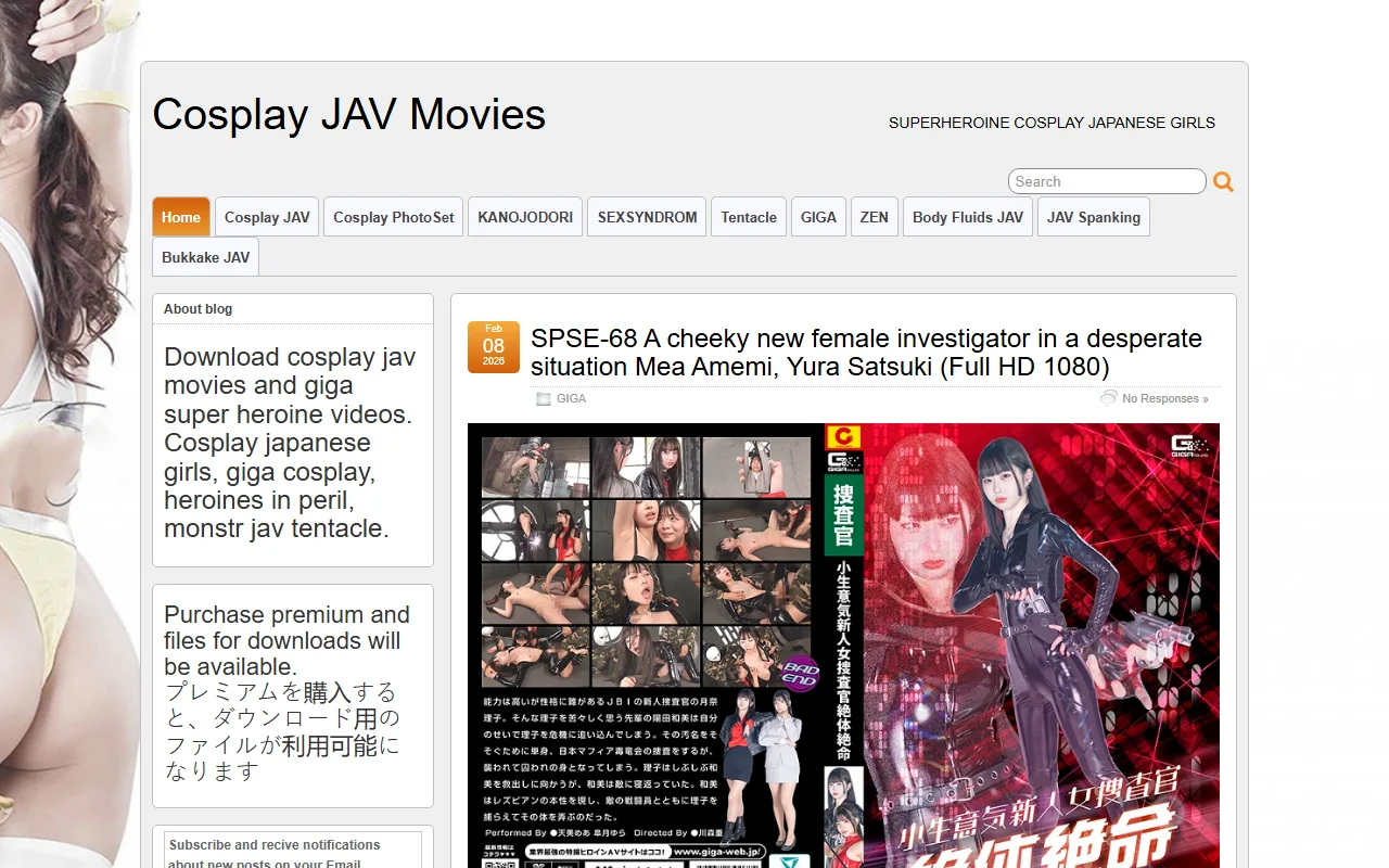 Screenshot of Cosplayjav Website Review